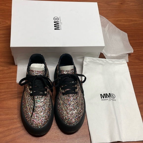 MAISON MARGIELA MM6 multi glitter platform sneakers IT38 US8 - Picture 2 of 11